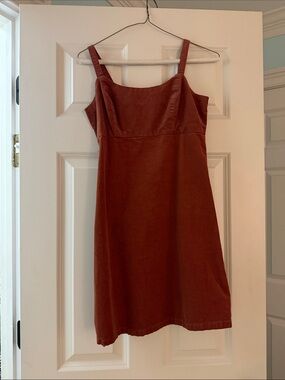 Copper Key Rust Red Mini Dress with Square Neck